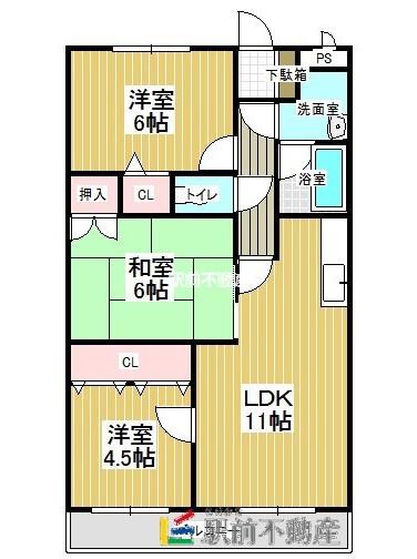 サンヴェルディ木室(3LDK/5階)の間取り写真