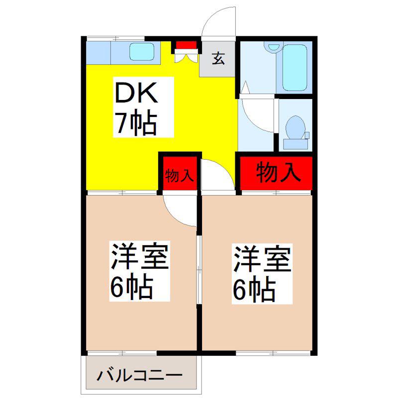 シャンボールS(2DK/2階)の間取り写真