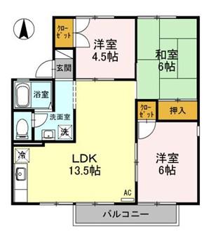 エクセレントサカウエ(3LDK/2階)の間取り写真