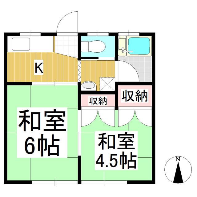 丸満ハイツ(2K/2階)の間取り写真