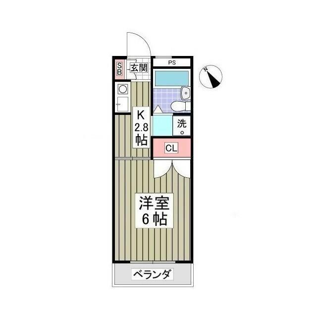 パールハイツ東八幡(1K/1階)の間取り写真