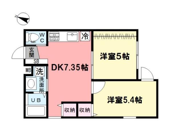 ステージ下石神井(2DK/1階)の間取り写真