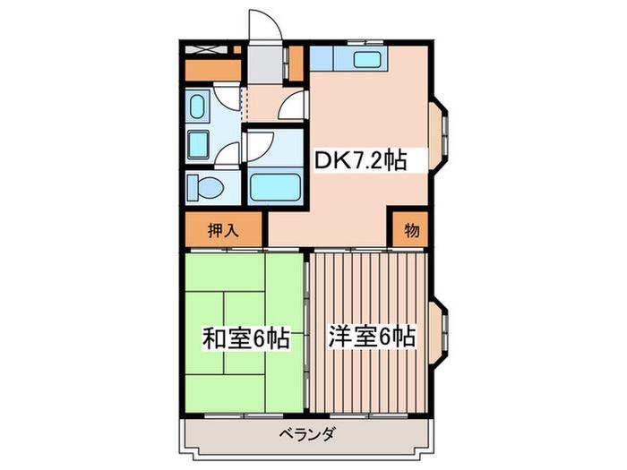 ジュネスキタミ(2DK/1階)の間取り写真