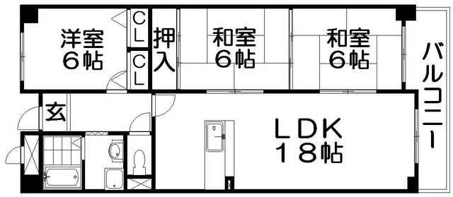 ヴィルヌーブエスト(3LDK/6階)の間取り写真