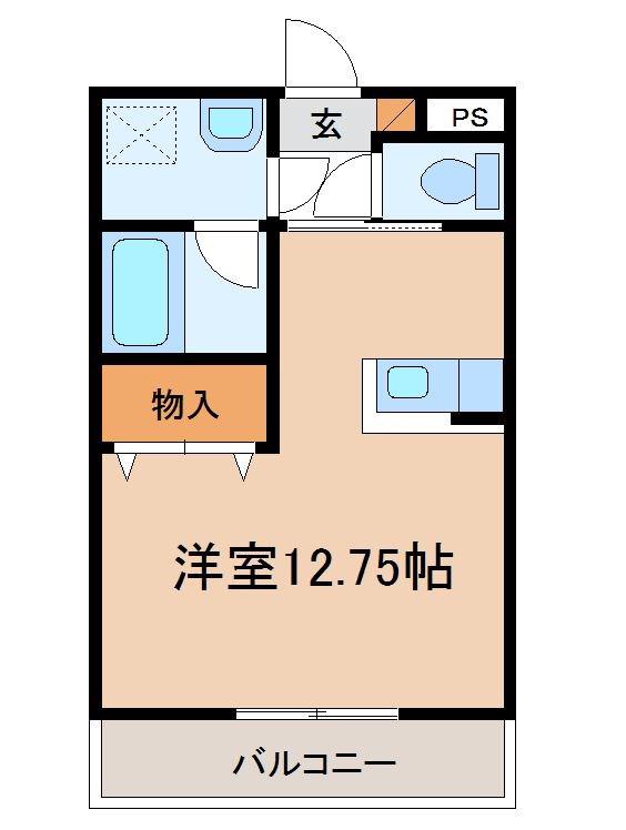 FONTAINE栗田(ワンルーム/2階)の間取り写真