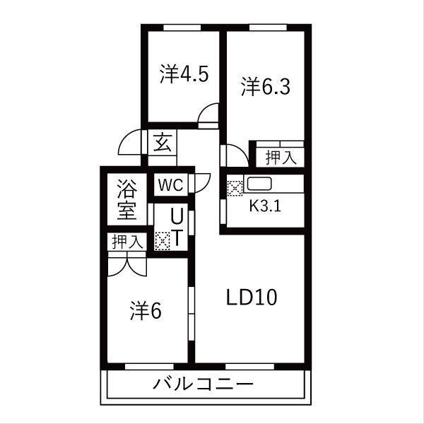 グランベルサ(3LDK/5階)の間取り写真