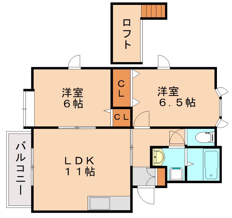 パティオ平田台B(2LDK/2階)の間取り写真