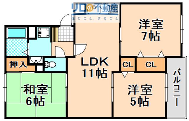 メゾン鈴原(3LDK/2階)の間取り写真