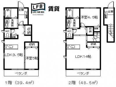 コレット B棟(1LDK/2階)の間取り写真
