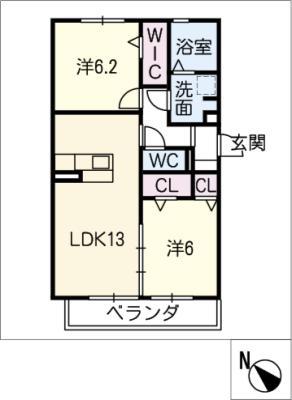 メゾンツールモンド(2LDK/3階)の間取り写真
