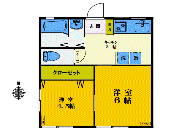 シティハイムブライズ(2K/1階)の間取り写真