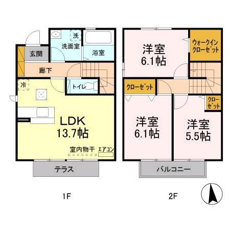 VENT DU PRINTEMPS(3LDK/1階)の間取り写真