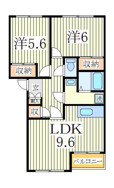 コンフォースIII(2DK/1階)の間取り写真
