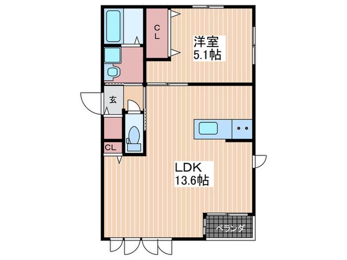 セントラル古江NO2(1LDK/1階)の間取り写真