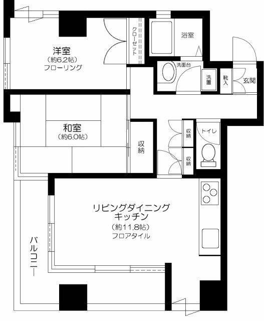 オリンピアトーホー(2LDK/7階)の間取り写真