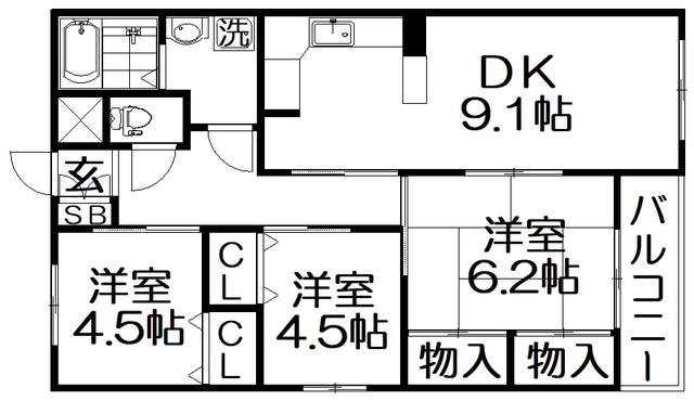 GARDENSTYLE光善寺(3LDK/1階)の間取り写真