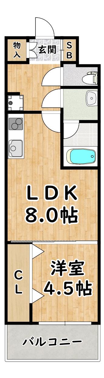 LACASA新北野II(1LDK/2階)の間取り写真