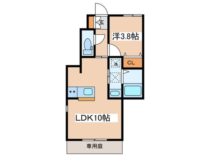 PARKHILLS(1LDK/1階)の間取り写真
