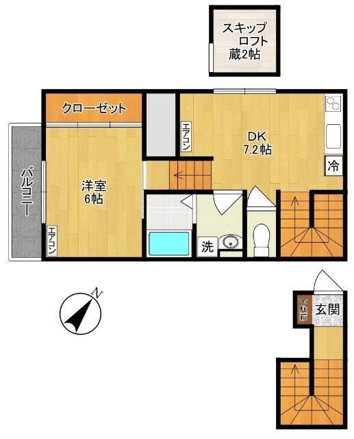 PRE・VERGER - プレ・ベルジェ -(1DK/2階)の間取り写真