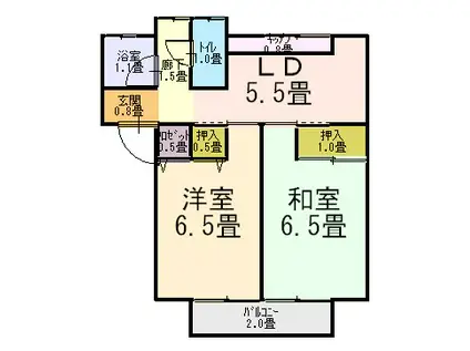 コーポホワイトパレスII(2DK/2階)の間取り写真