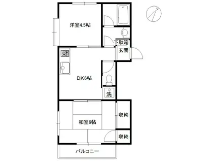 メゾンエクセリアB(2DK/2階)の間取り写真