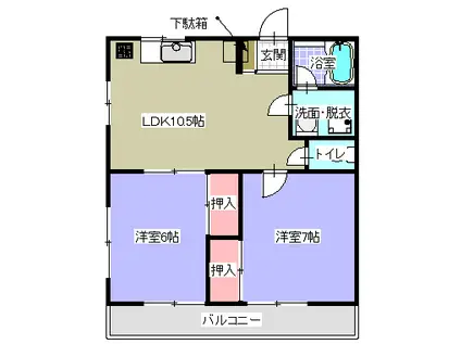 横田マイハイツ(2LDK/2階)の間取り写真