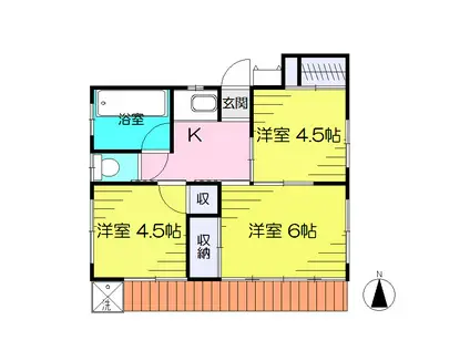 小田急線 鶴川駅 徒歩8分 2階建 築50年(3K/1階)の間取り写真