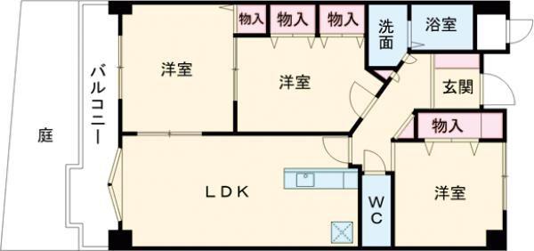 レイ・ブリック若園(3LDK/3階)の間取り写真