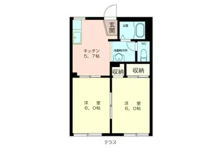 ほいぜる港南B(2DK/1階)の間取り写真