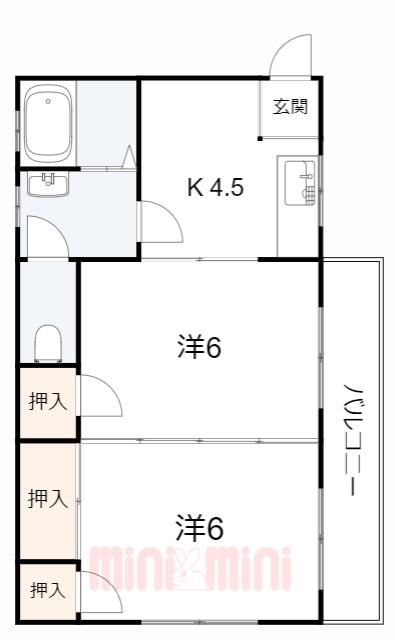 ハイツ朝(2DK/2階)の間取り写真