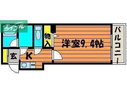 HIGHS TOP表町(1K/4階)の間取り写真