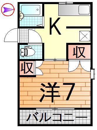 半田コーポ(1K/1階)の間取り写真