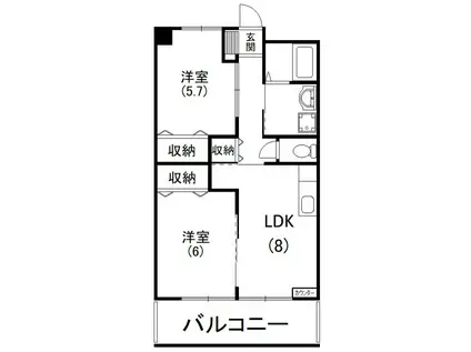 グレース名倉(2LDK/4階)の間取り写真