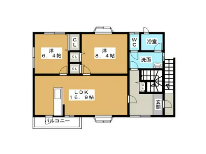 JR身延線 富士宮駅 徒歩44分 2階建 築22年(2LDK/2階)の間取り写真