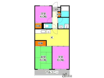 ウィスタリア藤田(3DK/1階)の間取り写真