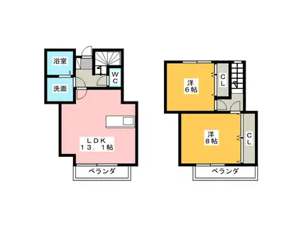 アンダンテ(2LDK/2階)の間取り写真
