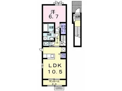 トゥワールフ 十日町(1LDK/2階)の間取り写真