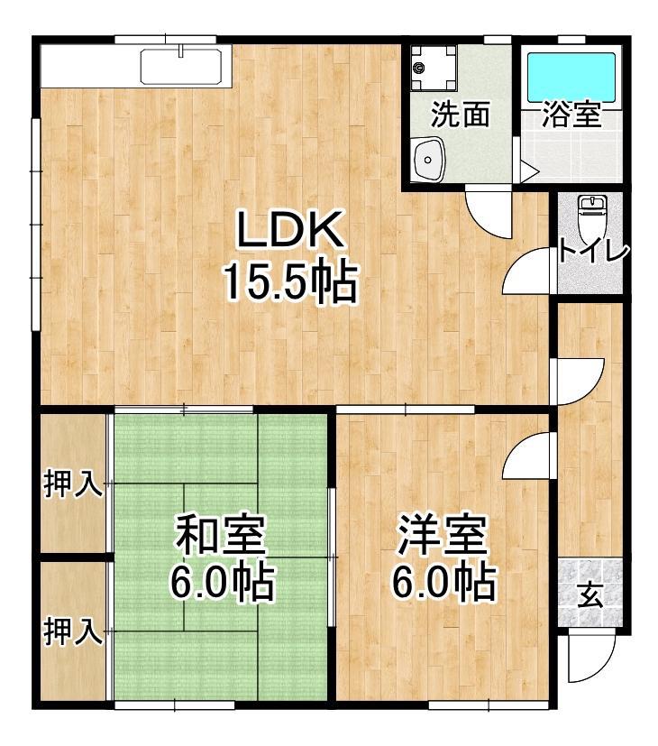 コート丸山(2LDK/2階)の間取り写真