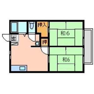 岡戸アーバンハイツ(2DK/2階)の間取り写真