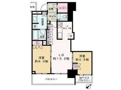 ザセントラルマークタワー(2LDK/14階)の間取り写真
