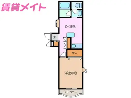 パークサイドマンション(1DK/3階)の間取り写真