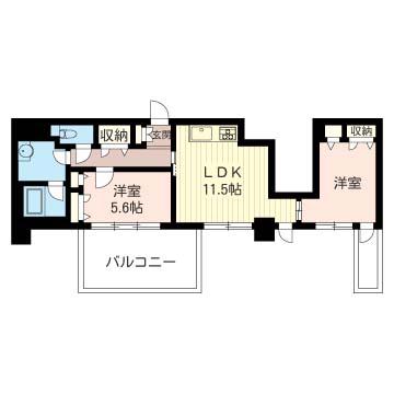 グランコート勝島(2LDK/9階)の間取り写真