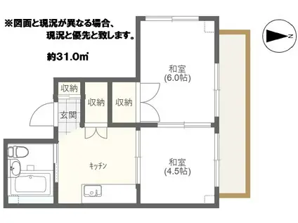 宇田川ビル(2K/3階)の間取り写真