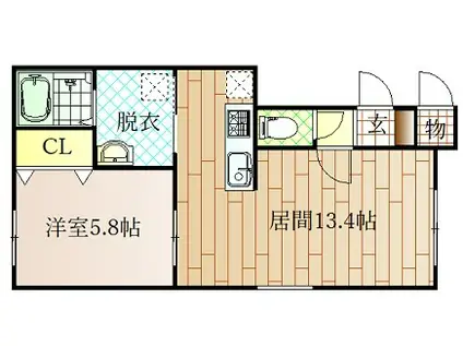 LA・CLAIR25(1LDK/2階)の間取り写真