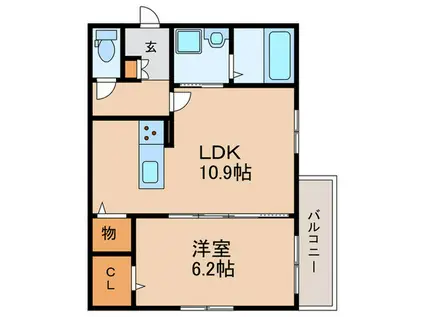ロンドラージ今林(1LDK/2階)の間取り写真