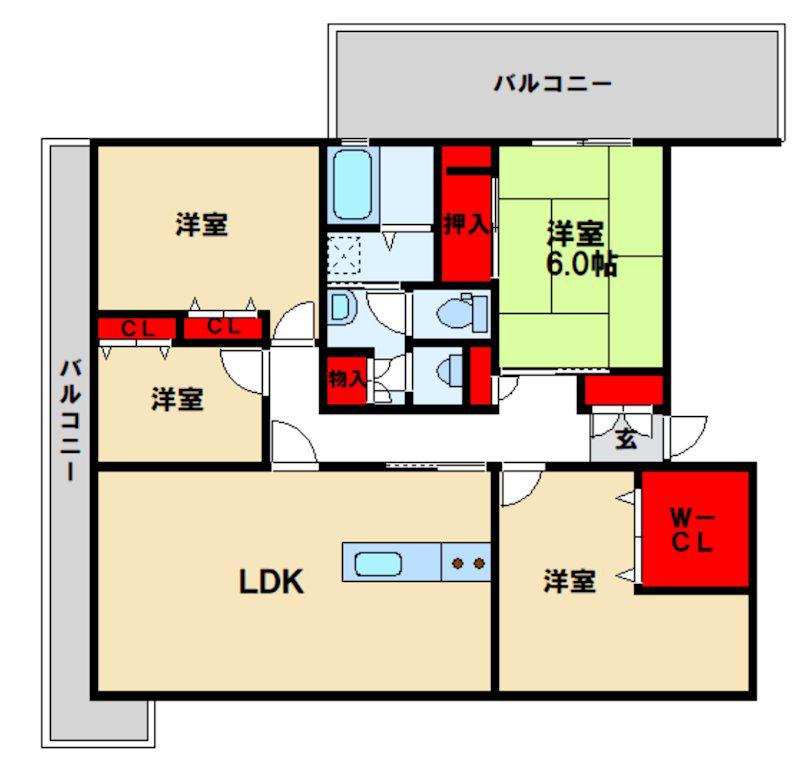 フォレストハウス(4LDK/5階)の間取り写真