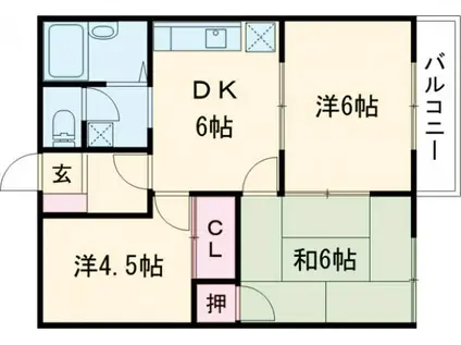 シャトレ泉佐野(3DK/2階)の間取り写真