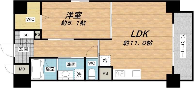 アベニール四天王寺(1LDK/1階)の間取り写真