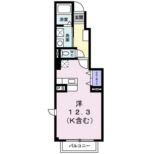 チアフルホームC(ワンルーム/1階)の間取り写真