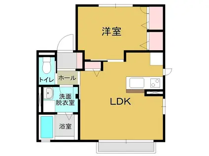 ミラコスタII(1LDK/1階)の間取り写真